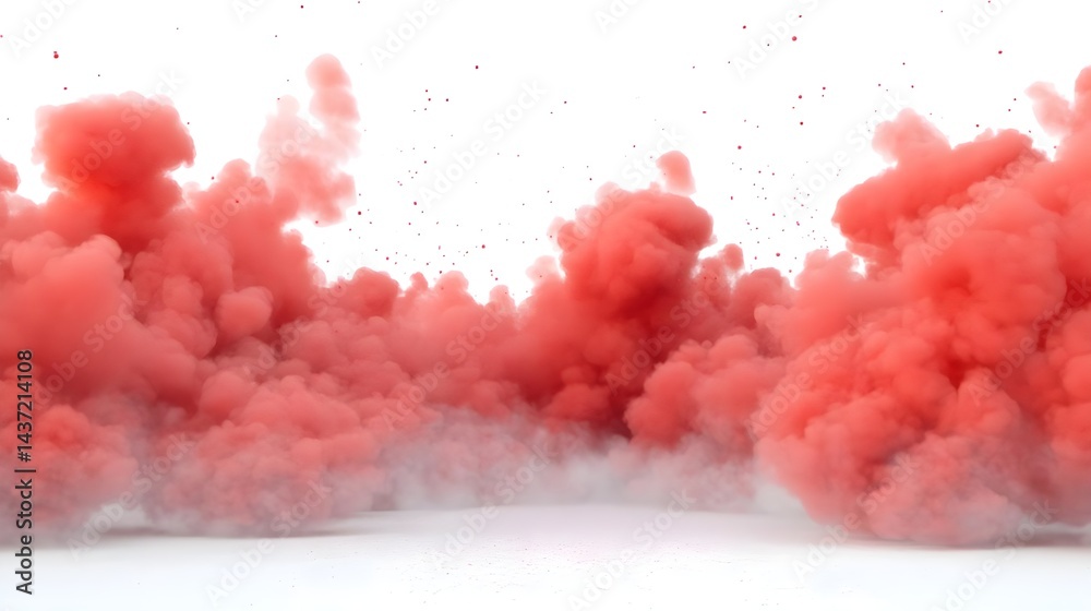 Fototapeta premium Explosive Smoke Cloud on White Background Isolated for Creative Use