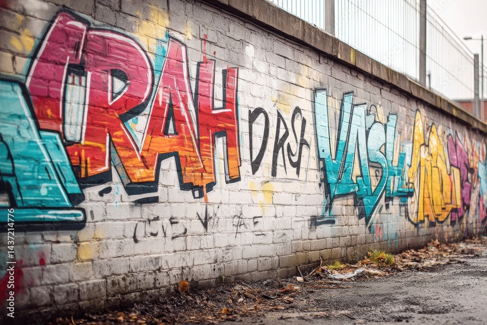 Naklejka premium Graffiti Conveys Anti-Trash Message on Urban Wall in City Center, Highlighting the Impact of Littering on Community Pride and Environment
