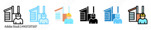 Builder multi style, mini illustration icon. use for modern concept, print, UI, UX kit, web and app development. Vector EPS 10, related to labor day, industry, worker.