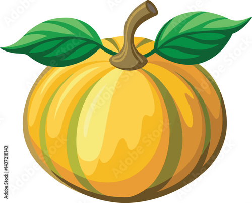 A vibrant vector art illustration of a delicious vegetable squash, showcasing its detailed texture, colors, and fresh appeal.