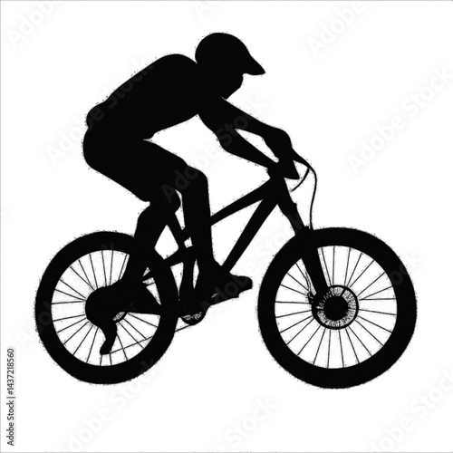 Silhouette of a Cyclist Riding a Bicycle in Minimalist Black Design on transparent Background Showcasing Active Outdoor Sport and Fitness for Adventure and Healthy Lifestyle Themes