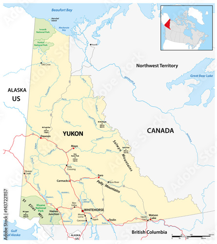 Obraz na płótnie Map of the Yukon Territory in northwestern Canada w salonie