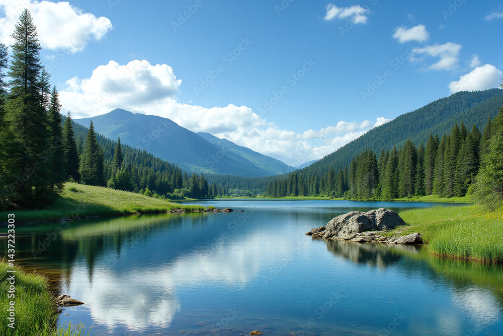 Fototapeta premium small pond in the middle of a forest