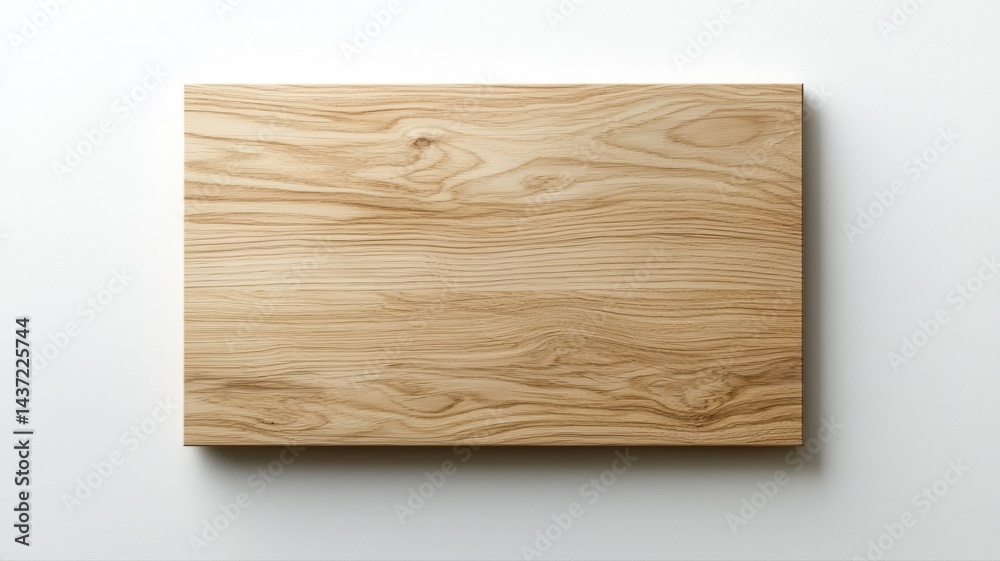 Naklejka premium Wooden Cutting Board on White Surface wood board wooden cutting cutting board texture grain shadow