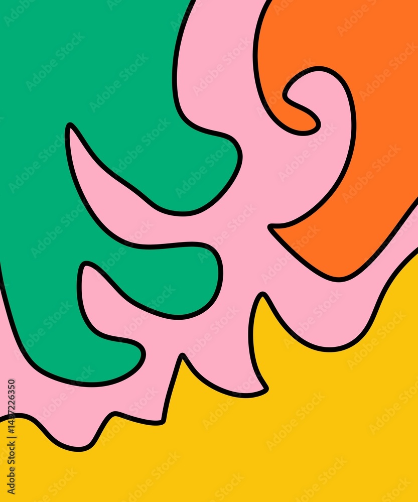 Fototapeta premium Hand Drawing Illustration Abstract Shape Retro Background Vintage