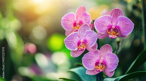 Beautiful Orchid Flower Blooming in Garden with Floral Background, Highlighting Elegance and Natural Charm