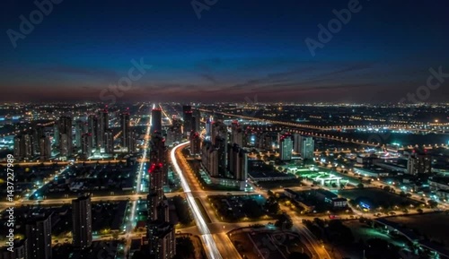 Wallpaper Mural Aerial Timelapse of Modern City Skyline at Night – 4K Urban Stock Footage Torontodigital.ca