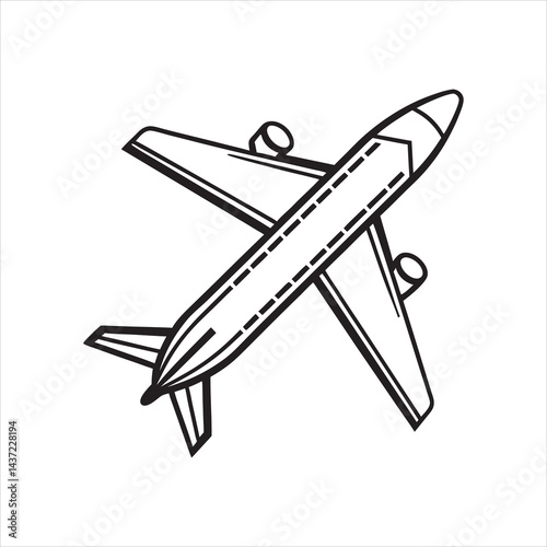 vector illustration of a plane line art