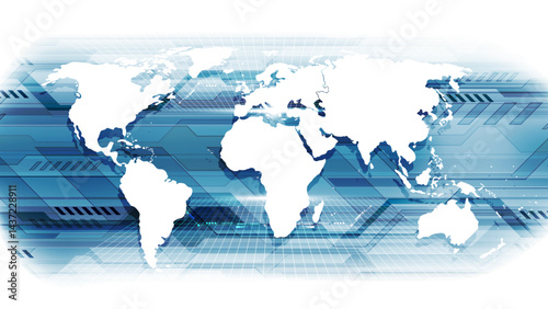 Abstract technology background with world map. Vector illustration. Clip-art
