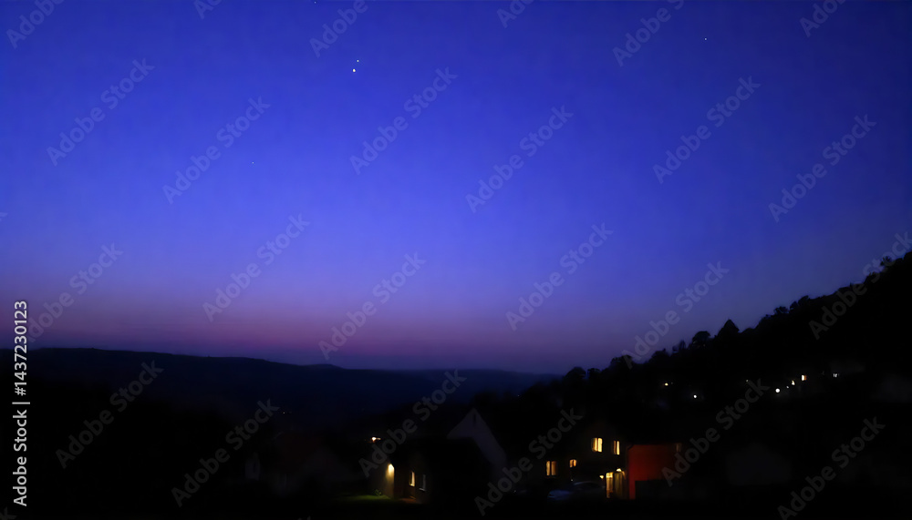 Fototapeta premium Twilight Over a Quiet Village