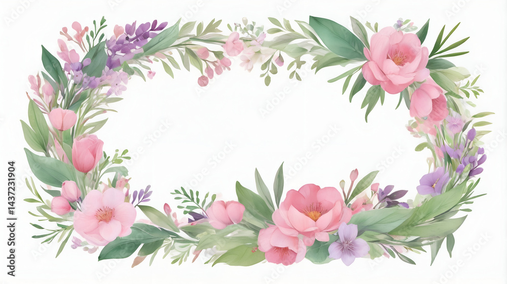 Fototapeta premium pink flower frame