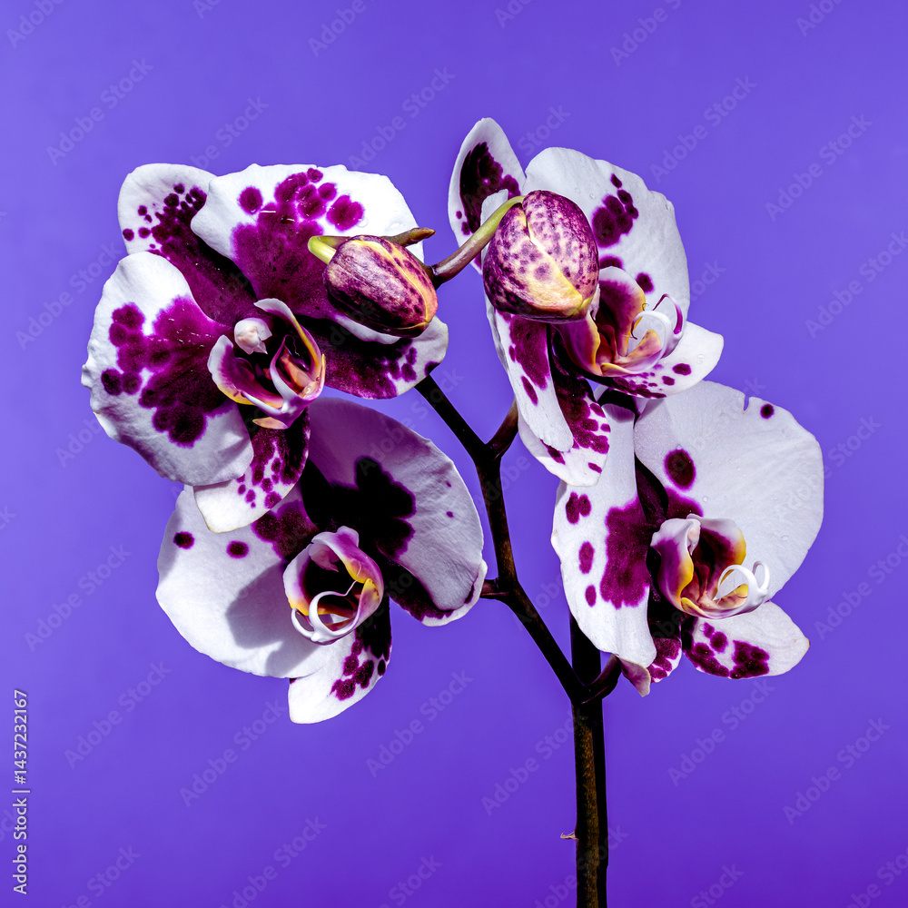 Captivating Spotted Orchid Flowers on a Rich Purple Backdrop