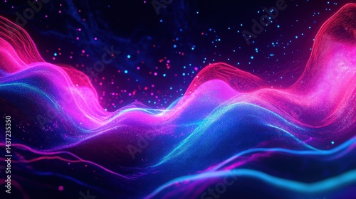 Abstract motion wave with flowing neon lines, forming a futuristic background for music events, social media, and ads.