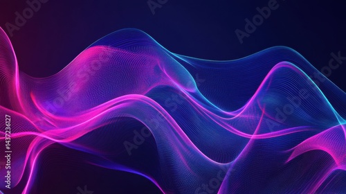 Flowing neon wave background with abstract curved lines, creating a vibrant motion effect for posters and digital ads.