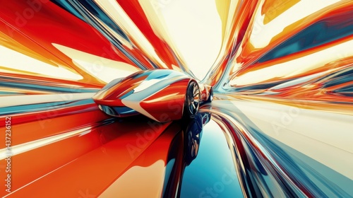 Futuristic abstract wave with vibrant perspective lines in motion, ideal for music visuals, ads, and sleek marketing designs.