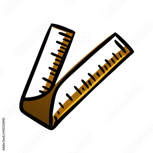 Ruler depicted in a minimalist illustration showing measurement scales and markings