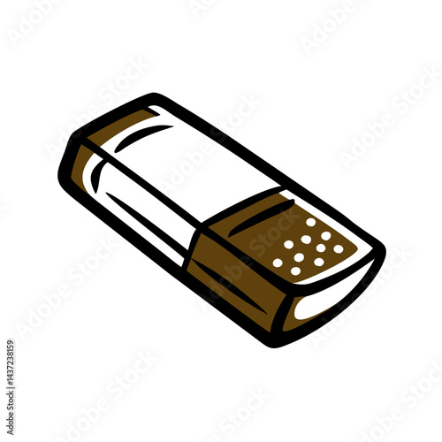 Eraser depicted in a simple graphic style against a plain white background, essential tool for students and artists