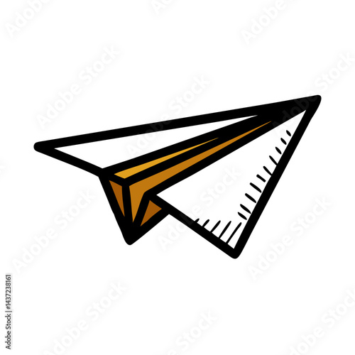 Paper airplane illustration with a simple design and clean lines, representing creativity and fun
