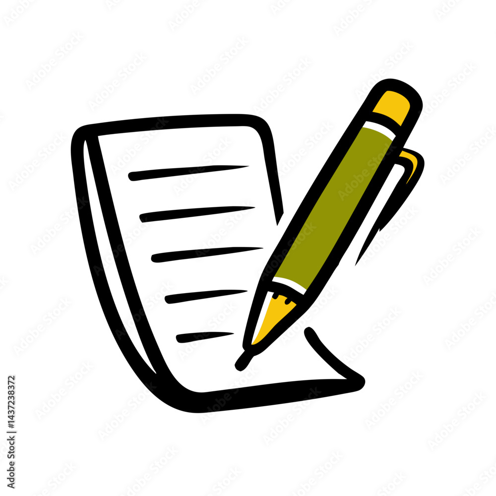 Pen and paper with a green pen resting on the notepad, symbolizing creativity and planning Pen and paper with a green pen resting on the notepad, symbolizing creativity and planning