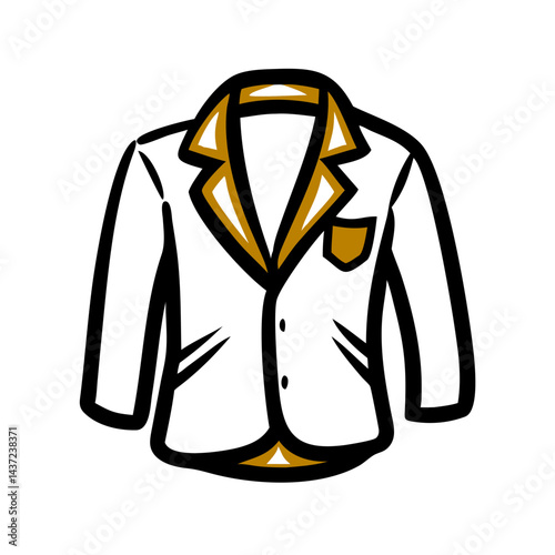White school uniform blazer with golden details on a plain background