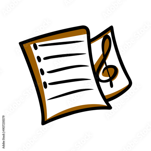 Musical sheet with notes and clef symbol representing creativity and harmony in music