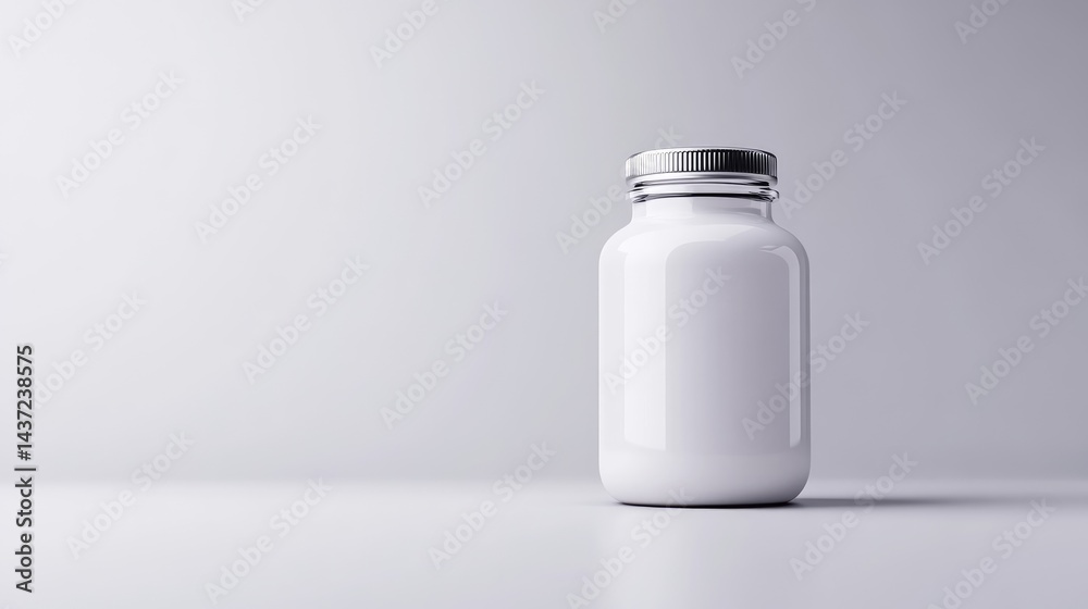Empty white glass bottle with metallic cap Empty white glass bottle with metallic cap