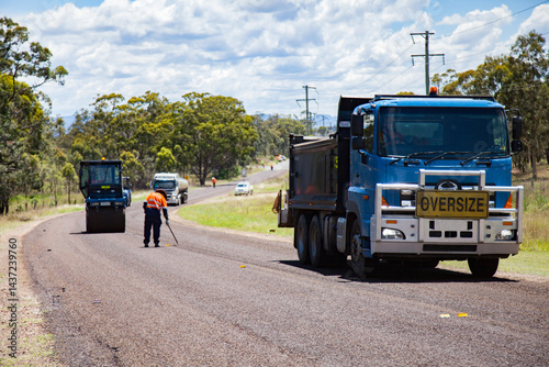 Roadwork, road being re-sealed
