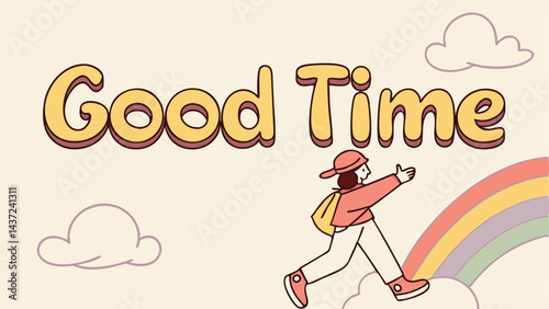 editable text effect good time 3d cartoon template