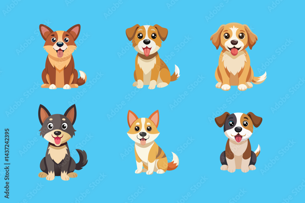 Adorable Cartoon Dog Collection Cute Puppy Vector Set for Kids and Design. Adorable Cartoon Dog Collection Cute Puppy Vector Set for Kids and Design.
