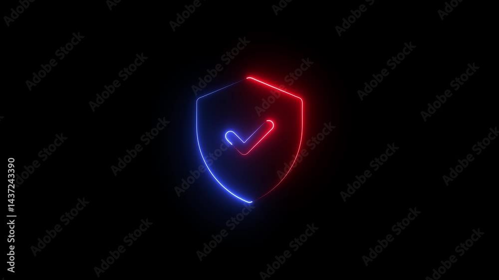  Stylish Neon Security Shield. Neon Shield Graphic Design. 