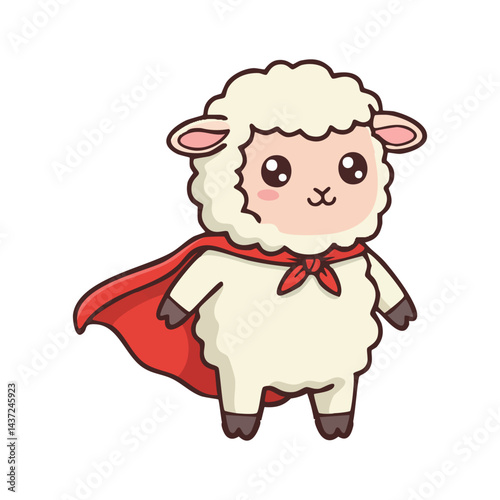 Cartoon sheep hero celebrating Eid al Adha