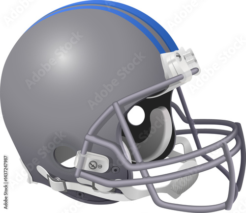 Realistic gray helmet of the Detroit Lions American football team with a gray mask and chin strap