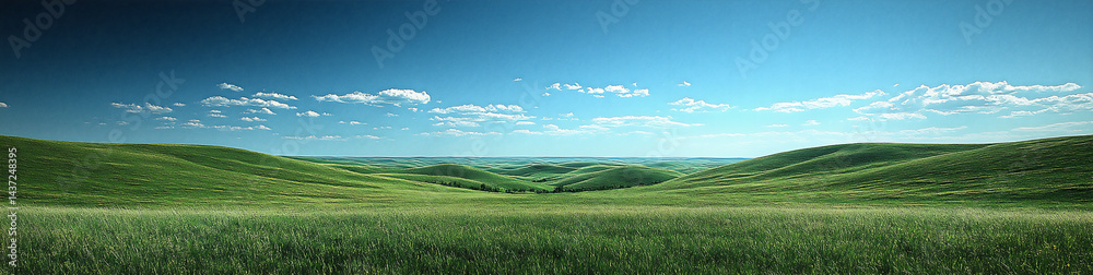Fototapeta premium distant_green_hills_blue_sky,