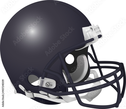Realistic Deep Steel Blue helmet of the Houston Texans American football team with a deep steel blue mask and chin strap