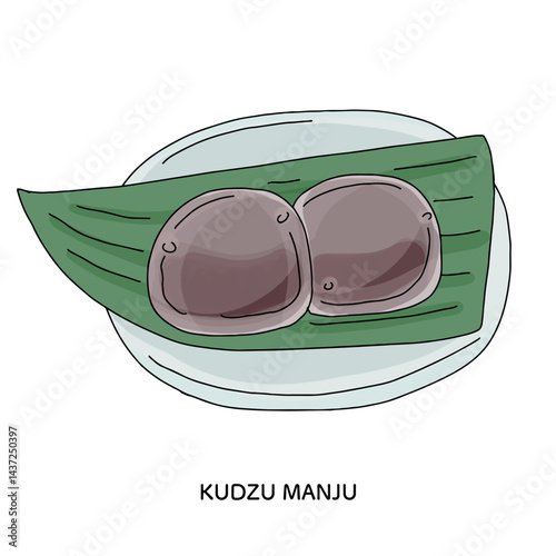 葛まんじゅうの線画のイラスト