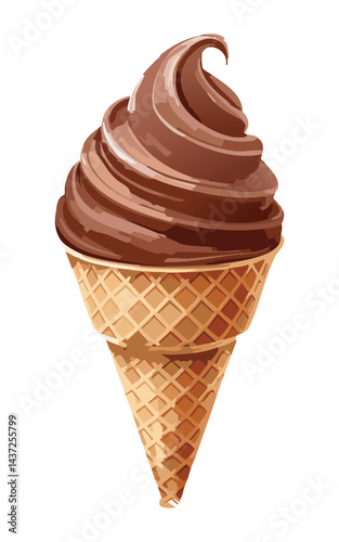 Chocolate ice cream cone - vector illustration