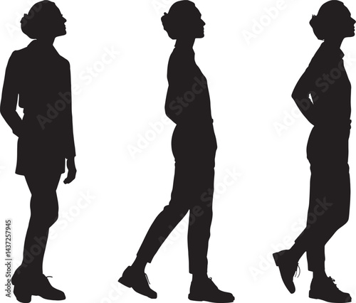 Elegant Woman Silhouettes Walking Poses Stylish Female Figures