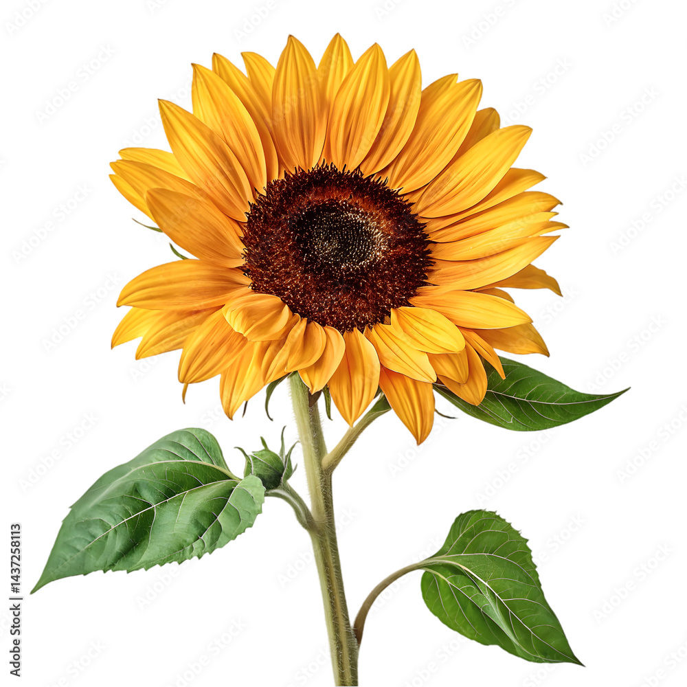 Naklejka premium Vibrant Sunflower Image: Perfect for Summer Designs on transparent background