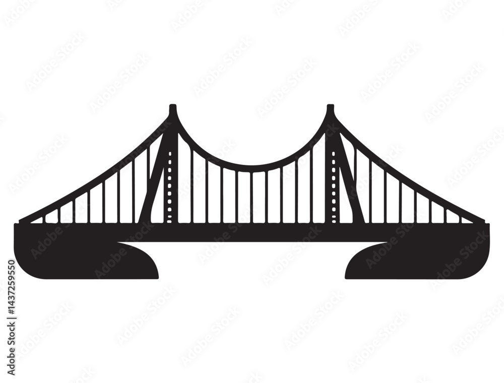 Obraz premium BRIDGE SILHOUETTE WHITE BACKGROUND