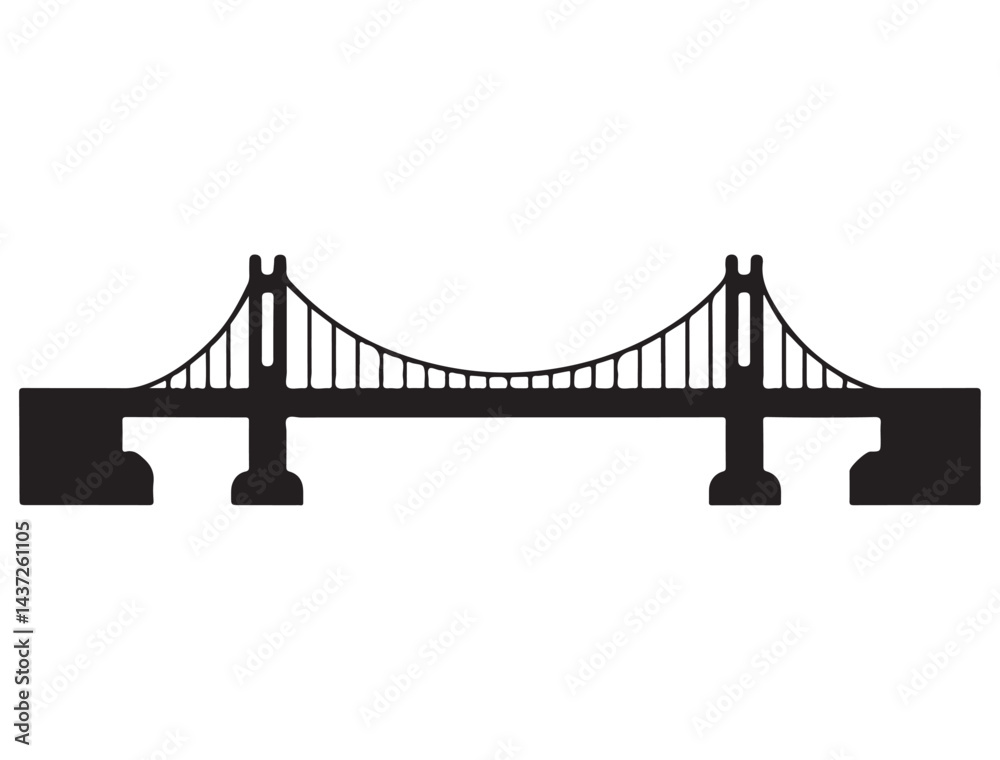 Obraz premium BRIDGE SILHOUETTE WHITE BACKGROUND