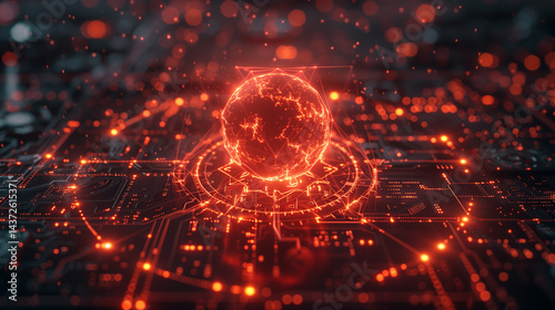 Abstract background with nuclear and Digital technology in the cyberspace world