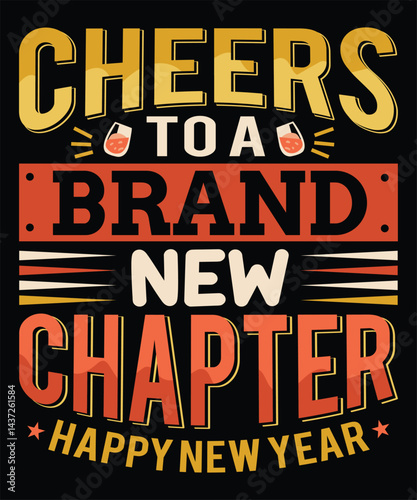 Happy New Year Typography Text style T-shirt Design