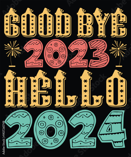 Happy New Year Typography Text style T-shirt Design