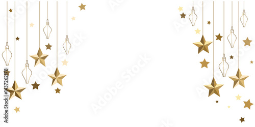 Elegant golden star and lantern ornaments arrangement for festive designs