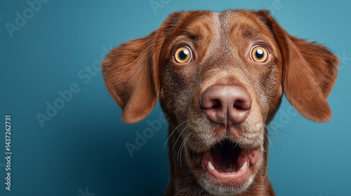 Wallpaper Mural Surprised Dog With Wide Eyes Against Blue Background
 Torontodigital.ca