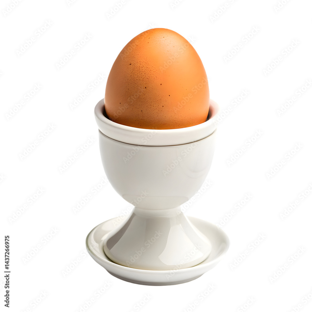 Perfect Boiled Egg in White Egg Cup on transparent background Perfect Boiled Egg in White Egg Cup on transparent background