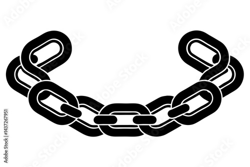 chain silhouette,black chain icon, chain link vector, solid chain clipart, strong link silhouette, chain link symbol, abstract metal chain.