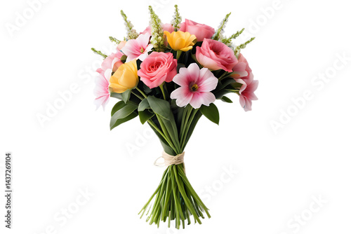 Wallpaper Mural Bouquet of Pink Roses and Yellow Tulips Torontodigital.ca