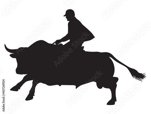 BULL RIDER SILHOUETTE WHITE BACKGROUND