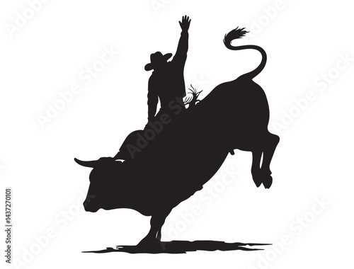 BULL RIDER SILHOUETTE WHITE BACKGROUND